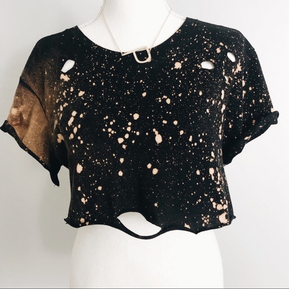 Tops - NEW Bleached Crop top Shirt Distressed, S-5X